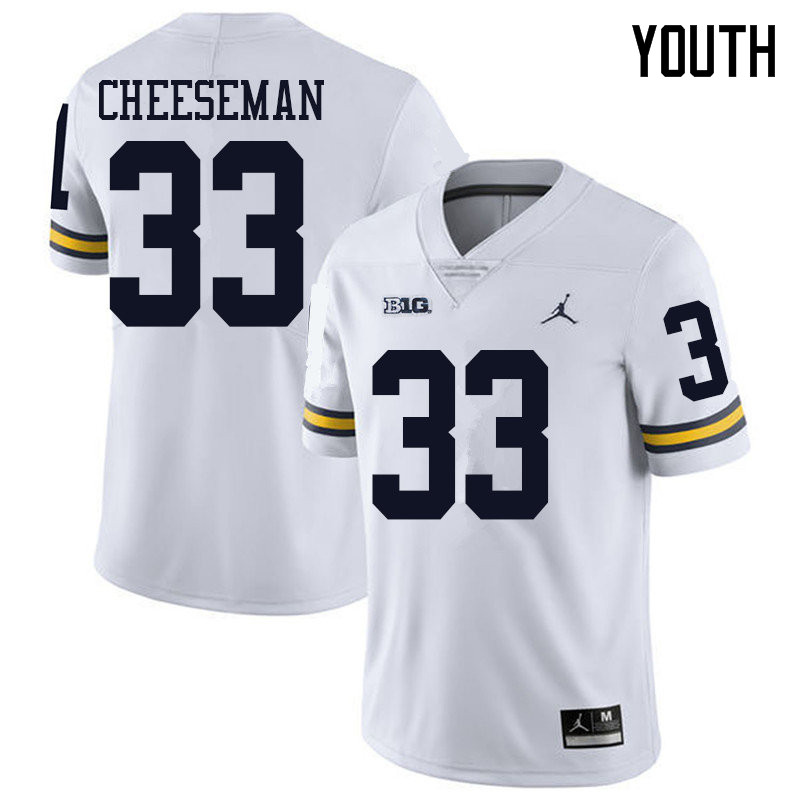 Jordan Brand Youth #33 Camaron Cheeseman Michigan Wolverines College Football Jerseys Sale-White